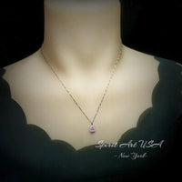 Tiny Pink Tourmaline Pendant Necklace - Minimalist Gemstone Jewelry - 18KGP Sterling Silver yellow gold 120