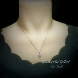 Tiny Pink Tourmaline Pendant Necklace - Minimalist Gemstone Jewelry - 18KGP Sterling Silver yellow gold 120