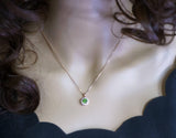 High-Quality Green Diopsid Pendant Rose Gold @ Sterling Silver Tiny Lab Diopsid Sunflower Princess Diana Style Green Gemstone Necklace 1113