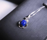 Dainy Lapis Lazuli Necklace Sterling Silver - Leaf Flower Lapis Lazuli Pendant Chakra Healing #990