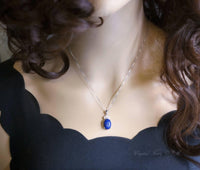 Lapis Lazuli Necklace, Sterling Silver Royal Crown Blue Lapis Pendant, The Vampire Diaries Jewelry 1048
