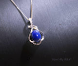 Dainy Lapis Lazuli Necklace Sterling Silver - Leaf Flower Lapis Lazuli Pendant Chakra Healing #990