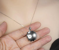 Genuine Freshwater Pearl Necklace - Sterling Silver Blue Lotus Flower Necklace 1105