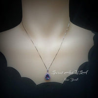 Mystic Rainbow Topaz Necklace – 4CT Teardrop Halo Pendant, Pink Tourmaline, 18K 925 Sterling Silver Jewelry November Birthstone #967