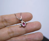 Sterling Silver Tiny Ruby Necklace - Dainty Red Ruby Pendant - Full Sterling Silver Penguin Necklace Bird Choker 1067