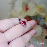 Gemstone Star Red Ruby Necklace - 18kgp @ Sterling Silver - 2.2 CT Red Ruby Pendant - Tiny Dainty July Birthstone 096