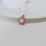 MINI Rose Gold Fire Opal Necklace Sterling Silver Sunflower style Round Tiny White Opal Pendant Solid 18kgp 069