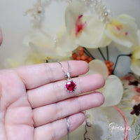 Gemstone Star Red Ruby Necklace - 18kgp @ Sterling Silver - 2.2 CT Red Ruby Pendant - Tiny Dainty July Birthstone 096