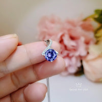 Simple Amethyst Necklace Gemstone 2CT Bowknot Created Purple Gemstone Pendant Sterling Silver Minimalist synthetic Amethyst Jewelry 034