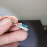 Round Paraiba Necklace - 2 CT Created Blue Tourmaline Paraiba Teardrop Sterling Silver Pendant 092
