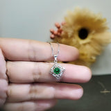 Emerald Square Sterling Silver Necklace - May Birthstone -Minimalist 925 Box Chain - Round 1 ct Emerald Pendant Birthstone pendant 1041