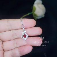 Garnet Necklace, Spessartite Garnet, Sterling Silver - January Birthstone - Minimalist Necklace - Dainty Silver Flower Necklace