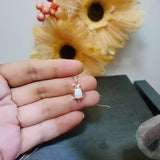 Rose Gold Fire Opal Necklace, Sterling silver White Opal Flower Necklace, Delicate Minimalist Box Chain 075