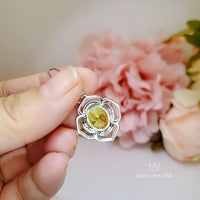 Yellow Gold Moissanite Diamond Necklace, 18KGP @ Sterling Silver - Flower of Life Jewelry - November Birthstone