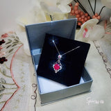 Large Ruby Necklace - Sterling Silver Round Ruby Flower Necklace - July Birthstone Bridal Ruby Jewelry 1034