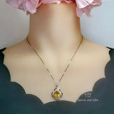 Yellow Gold Moissanite Diamond Necklace, 18KGP @ Sterling Silver - Flower of Life Jewelry - November Birthstone