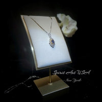 Tiny Thorn Apple Blue Sapphire Necklace - Sterling Silver Minimalist Oval Blue Sapphire Pendant - Blessing Buddha Hand Jewelry 1103