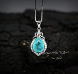 Dainty Teardrop Blue Paraiba Tourmaline Necklace - 18kgp @ sterling silver #064