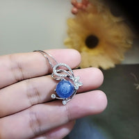 Natural Kyanite Necklace Butterfly Pendant Sterling Silver Adjustable Chain Genuine Kyanite
