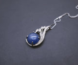 Kyanite Necklace Full 925 Sterling Silver Peacock Phoenix Pendant