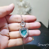 Large Heart Blue Paraiba Tourmaline Necklace - 7 CT Blue Gemstone Jewelry - White Gold Sterling Silver Royal Crown Jewelry #799