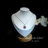 Square Scissor Cut Ruby Necklace - Red Ruby Pendant White gold @ Sterling Silver - July Birthstone Adjustable Chain - Red Ruby Pendant #302