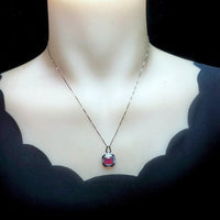Square Scissor Cut Ruby Necklace - Red Ruby Pendant White gold @ Sterling Silver - July Birthstone Adjustable Chain - Red Ruby Pendant #302