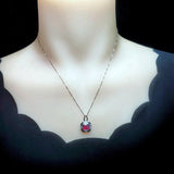 Square Scissor Cut Ruby Necklace - Red Ruby Pendant White gold @ Sterling Silver - July Birthstone Adjustable Chain - Red Ruby Pendant #302
