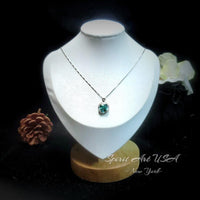 Cushion Cut Green Paraiba Necklace - Paraiba Pendant Paraiba Jewelry Green Tourmaline Necklace - 18KGP @ Sterling Silver Square Green #973