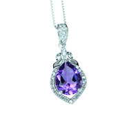 Natural Teardrop Amethyst Necklace - Sterling Silver Tiny Crown Chakra Healing - Purple Gemstone Jewelry February Birthstone #371