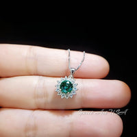 Tiny Green Emerald Necklace Sterling Silver Gemstone Sunflower 0.85 CT Minimalist 036