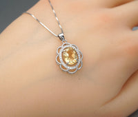 Natural Citrine Necklace Sterling Silver - Flower Of Life Genuine Citrine Pendant - November Birthstone Citrine Jewelry #475