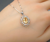 Natural Citrine Necklace Sterling Silver - Flower Of Life Genuine Citrine Pendant - November Birthstone Citrine Jewelry #475