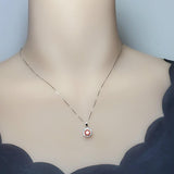 Tiny Sunstone Necklace - Sterling Silver Tangerine Sapphire Red Orange Spessartite Garnet Necklace - Princess Diana Style Sunflower 013