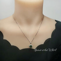 Large Round Peridot Necklace - Sterling Silver Halo 10 mm 4 CT Princess Diana Style Peridot #143