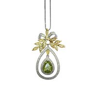 Teardrop Genuine Peridot Necklace The Tree Of Life Pendant 18KGP @ Sterling Silver Olive branch 2.5 Ct Pear Cut Green Peridot Jewelry #862