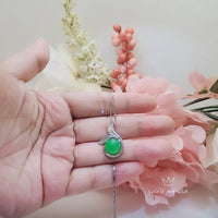 Green Jade Necklace Gemstone Mermaid Pendant White Gold plated Sterling Silver Fish Tail Natural Genuine Green Jade Jewelry #963