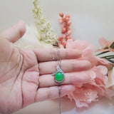 Green Jade Necklace Gemstone Mermaid Pendant White Gold plated Sterling Silver Fish Tail Natural Genuine Green Jade Jewelry #963