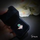 Teardrop Emerald Crown Ring Adjustable Rose Gold Sterling Silver Royal Green Gemstone Solitaire Statement Mult-stone Promise J Ring 1056