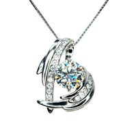 Angel Wing Genuine Moissanite Gemstone Necklace - GRA Certificate Round Cut Moissanite Gemstone Jewelry Pendant 1 CT 6.5 MM D color #887