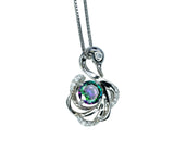 Mystic topaz Gemstone Swan Necklace - 18kgp @ Sterling Silver Rainbow Gemstone Swan Pendant #404