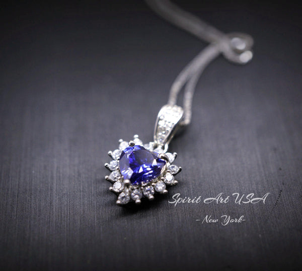 Minimalist Tiny Tanzanite Necklace - Lab Created Tanzanite Pendant - 18k @ Sterling Silver - December Birthstone Tanzanite Pendant 017
