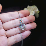 Mystic topaz Gemstone Swan Necklace - 18kgp @ Sterling Silver Rainbow Gemstone Swan Pendant #404