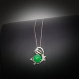 Green Jade Necklace - Sterling Silver Gemstone Butterfly Pendant 18KGP Jade Jewelry #450