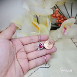 Large Ruby Necklace , High Quality Red Ruby Jewelry, Full 925 Silver Box Chain Peach Fruit Style Halo Ruby Pendant 1057