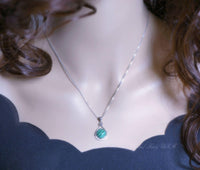 Natural Malachite Necklace, Rose Gold 925 Sterling Silver Genuine Green Malachite Pendant Green Gemstone #205