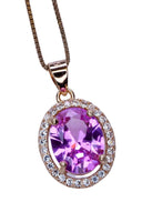 Pink Tourmaline Necklace Solitaire Pendant, October Birthstone Jewelry, 18K Gold Plated Sterling Silver, Adjustable Chain Gift for Her #198
