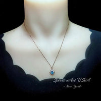 Bloom-style Blue Topaz Necklace, Rose Gold Overlay, Sterling Silver, Artistic Tiny Pendant #191
