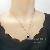 Luxury Radiant Blue Tanzanite Necklace Source Light Style 18k White gold @ 925 Sterling Silver Exclusive Design 3 CT Tanzanite Jewelry #892