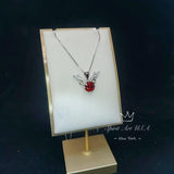 Deer Antler Garnet Necklace - Sterling Silver 8mm Round Cut 2 Ct Garnet Pendant - January Birthstone #341